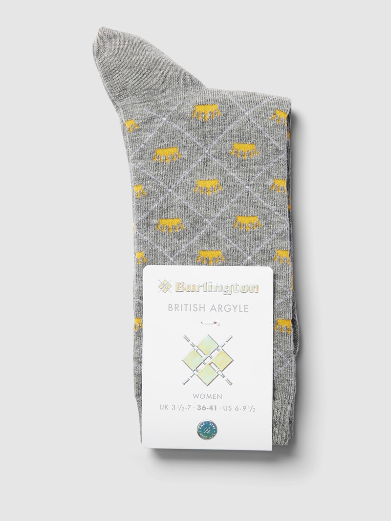 Socken mit Allover-Muster Modell 'Crown' in hellgrau