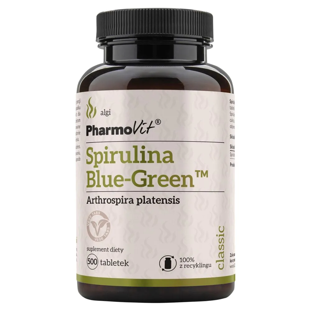 Pharmovit Classic Spirulina mėlynai žalia, 500 tablečių.