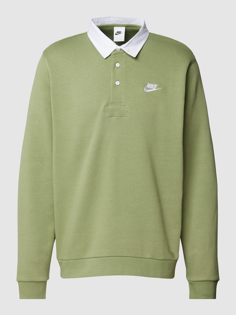 Poloshirt mit Label-Detail und Knopfleiste in hellgrün