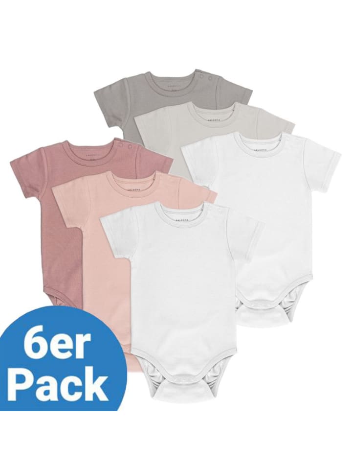 LaLoona Baby Body Kurzarm OEKO-TEX® 6er Pack - Rose Grau - in rosa,grau günstig kaufen