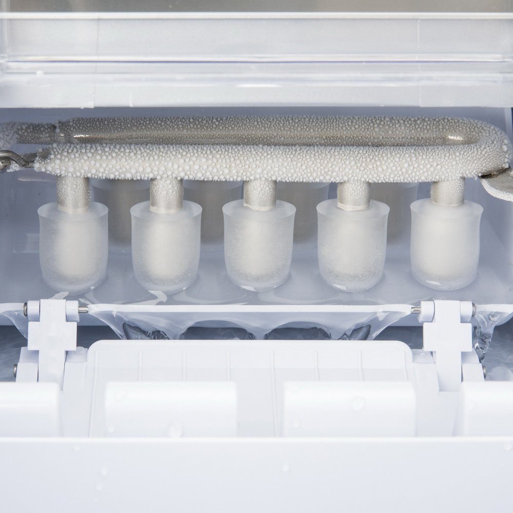 H.Koenig Eiswürfelmaschine Eiswürfel Maker Ice Cube Eiswürfelzubereiter Eiswürfelautomat, LCD Bildschirm, Edelstahl, abnehmbare Eiswürfelschale