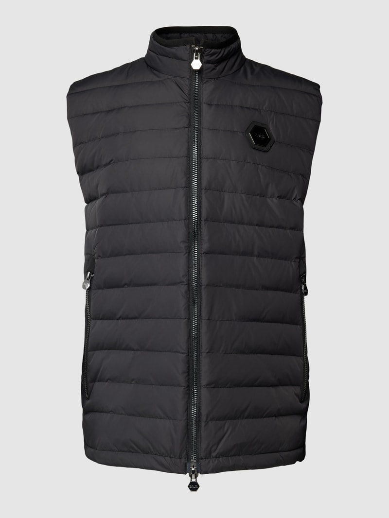 Steppweste mit Label-Patch in schwarz