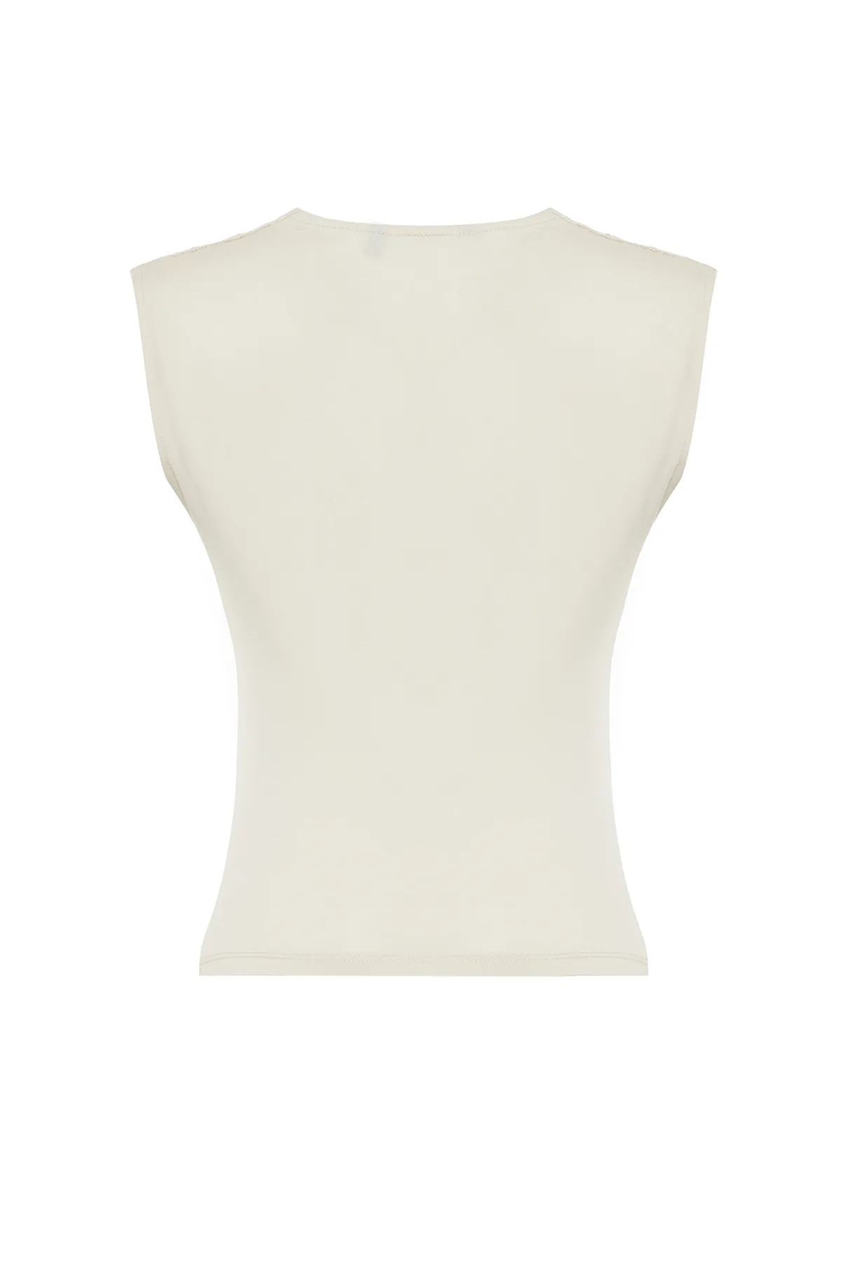 Trendyol Collection  Figurbetonte, figurbetonte, geraffte, detaillierte, ärmellose, flexible Strickbluse in Steinoptik TWOSS24BZ00518