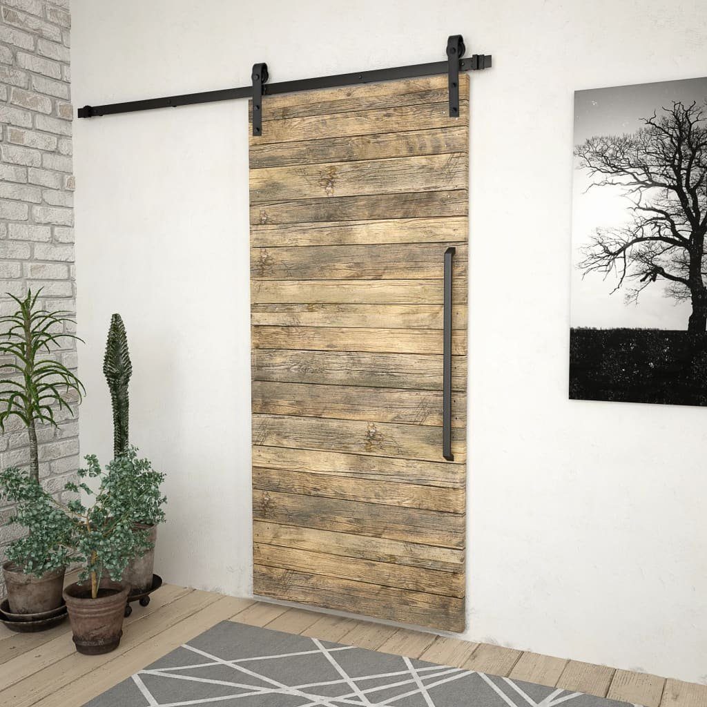 vidaXL Schiebetür Schiebetürbeschlag-Set SKIEN 200 cm Stahl Schwarz (1-St)