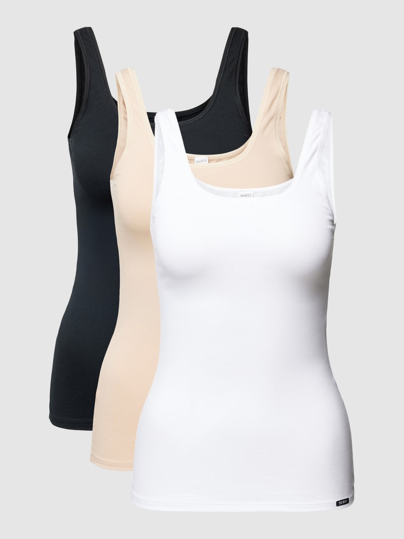 Tanktop mit Rundhalsausschnitt Modell 'ADVANTAGE' im 3er-Pack in schwarz