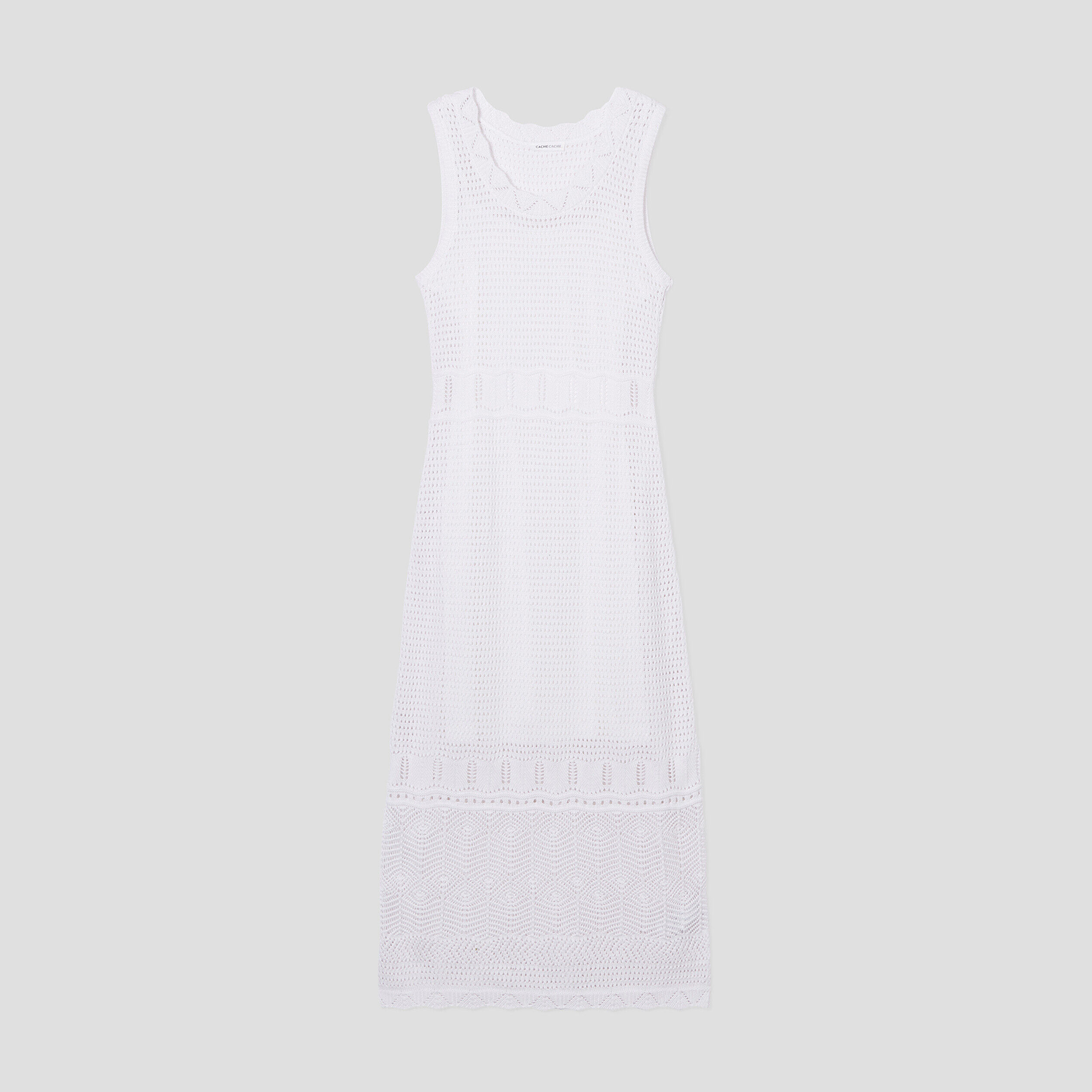 Robe longue trapèze crochet ecru femme | Cache Cache