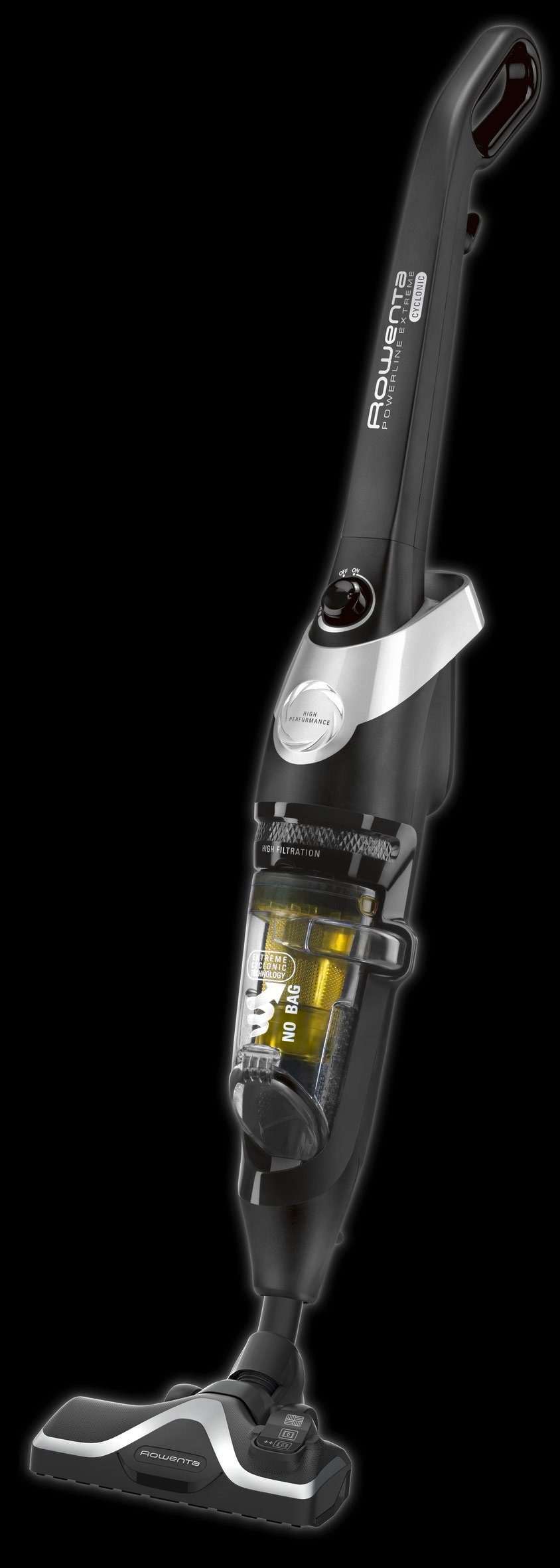 Rowenta Stielstaubsauger RH8155 Powerline Extreme Cyclonic, 750 W, beutellos, neue höchst gleitfähige Düse, sehr leise, hohe Saugleistung