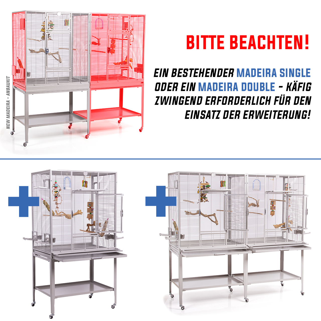 Montana Cages Käfige & Volieren Montana Cages Erweiterungs-Modul New Madeira hellgrau