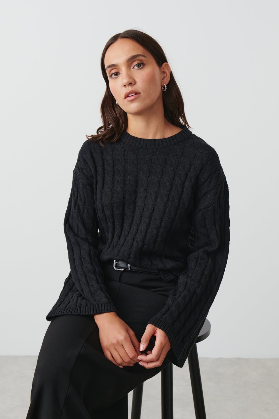 Knitted cable sweater