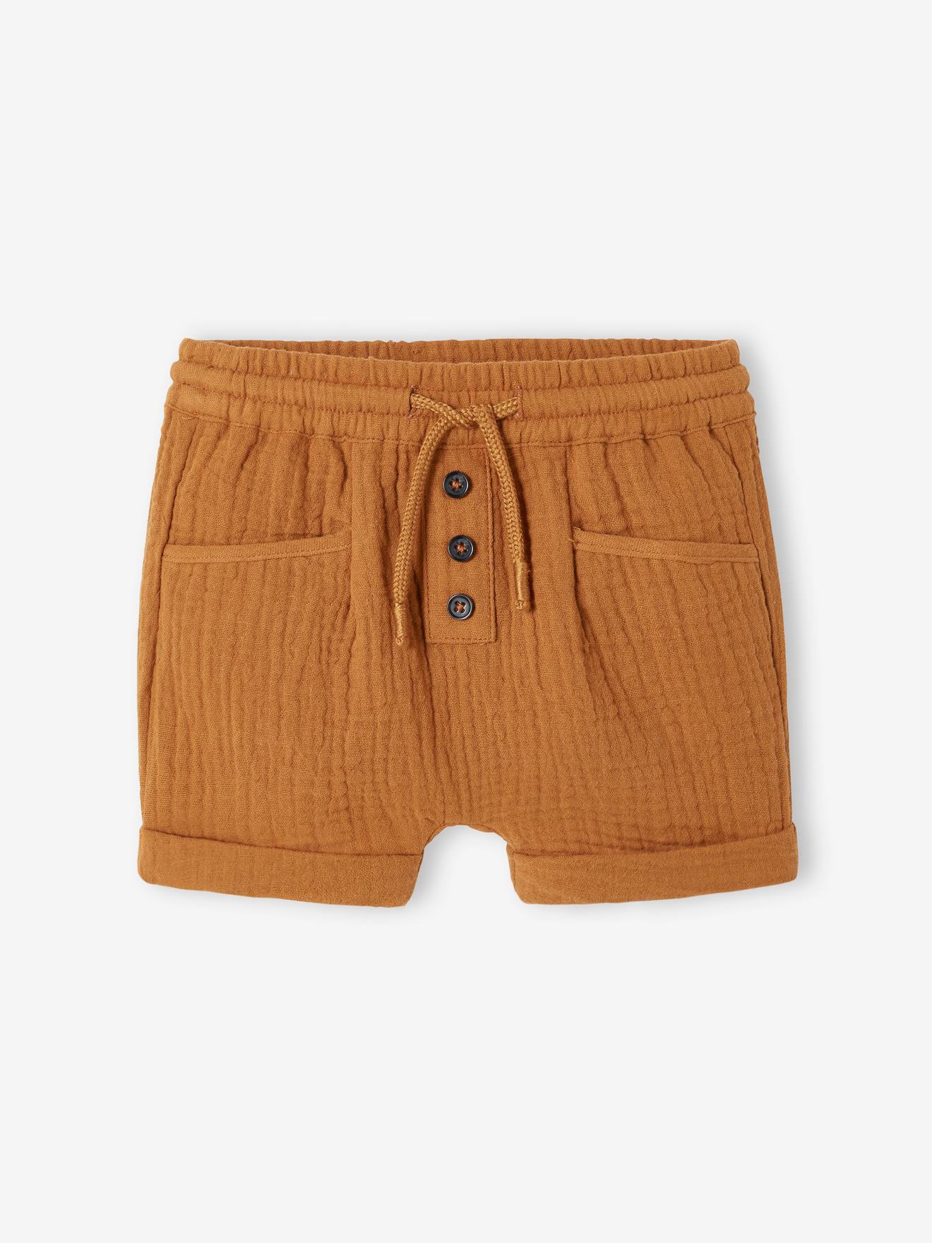 Short en gaze de coton bébé caramel