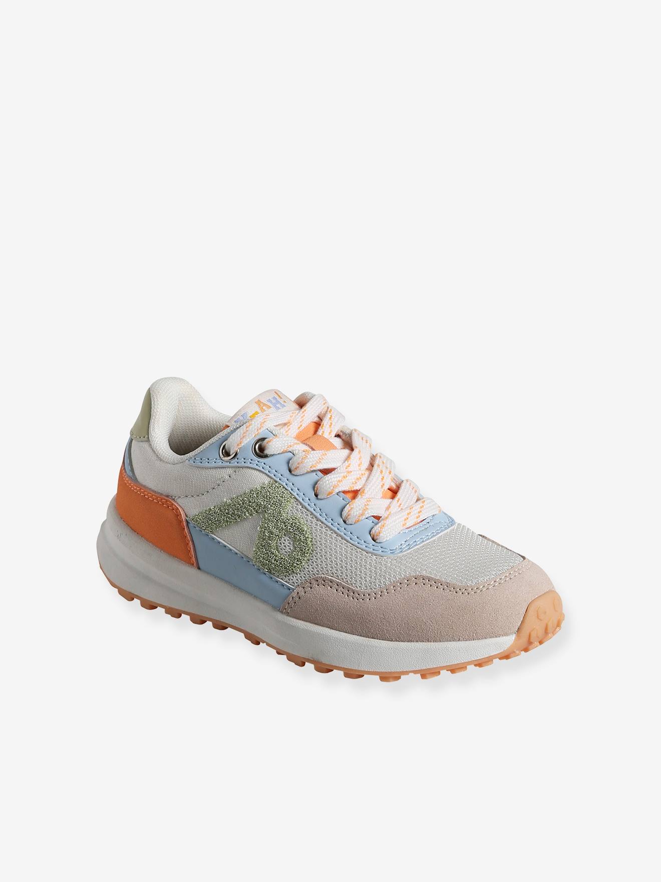 Vertbaudet Kinder Sneakers mit Schnürung - set beige