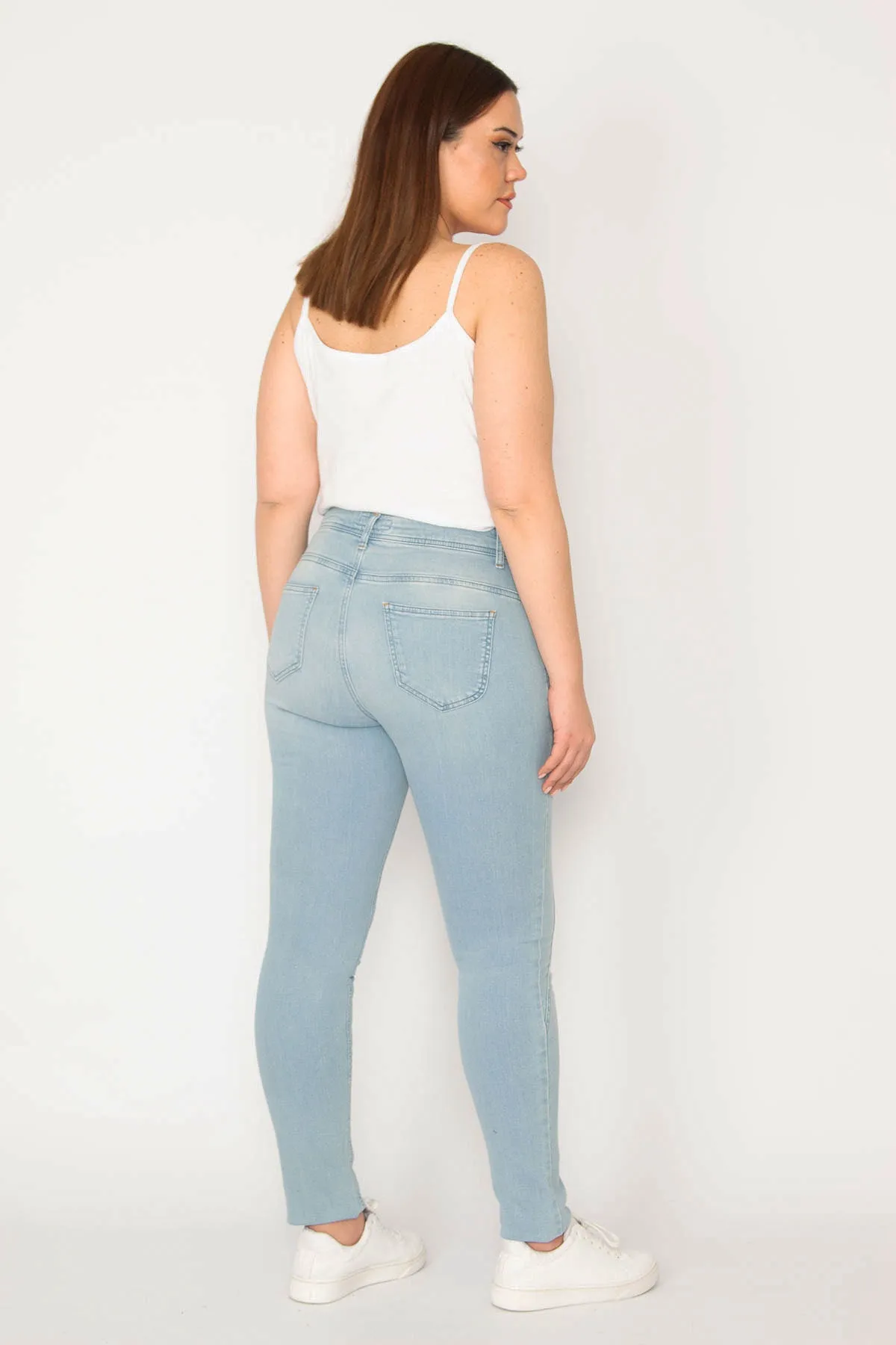 Şans Tekstil  Blaue, detaillierte Lycra-Jeanshose für Damen 26a33065