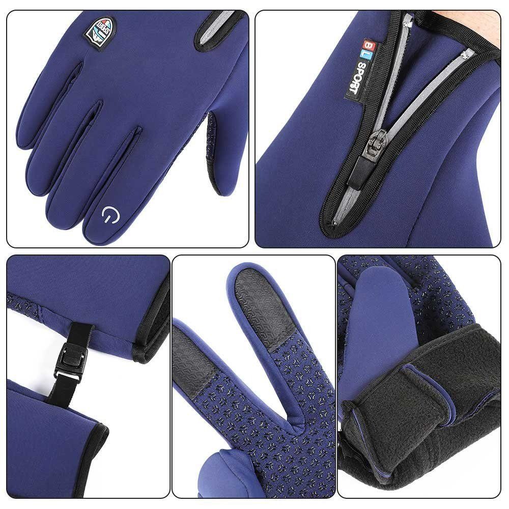 Deliana.home Fleecehandschuhe Warme Winterhandschuhe Winddicht,Touchscreen Handschuhe (1 Paar Winterradhandschuhe) rutschfestem Design,Futter zum Wandern Fahren Klettern Reiten Fahrrad