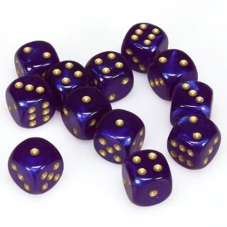 Borealis® 16mm d6 Royal Purple/gold Luminary Dice Block™ (12)