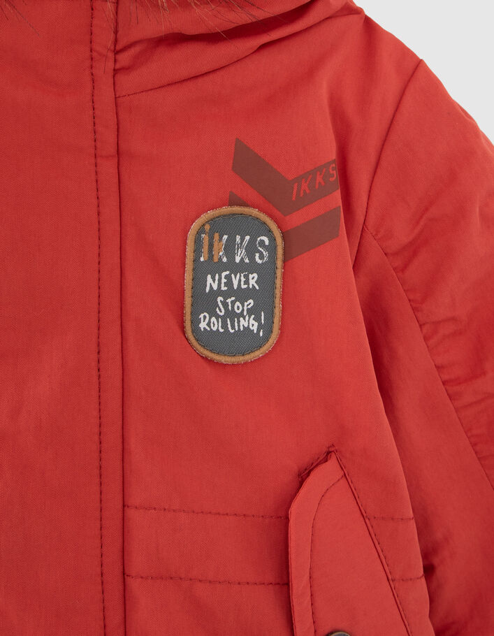 Parka orange fourrée print dos bébé garçon