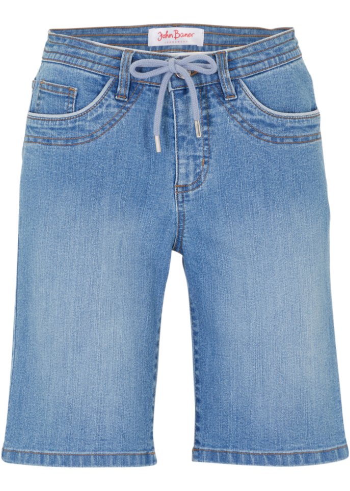 Komfort-Stretch-Jeans -Bermuda mit Bindeband