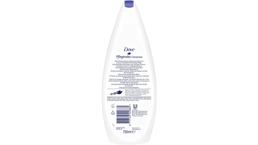 Dove Cremebad für trockene Haut Reichhaltige Pflege 750 ml 750 ml