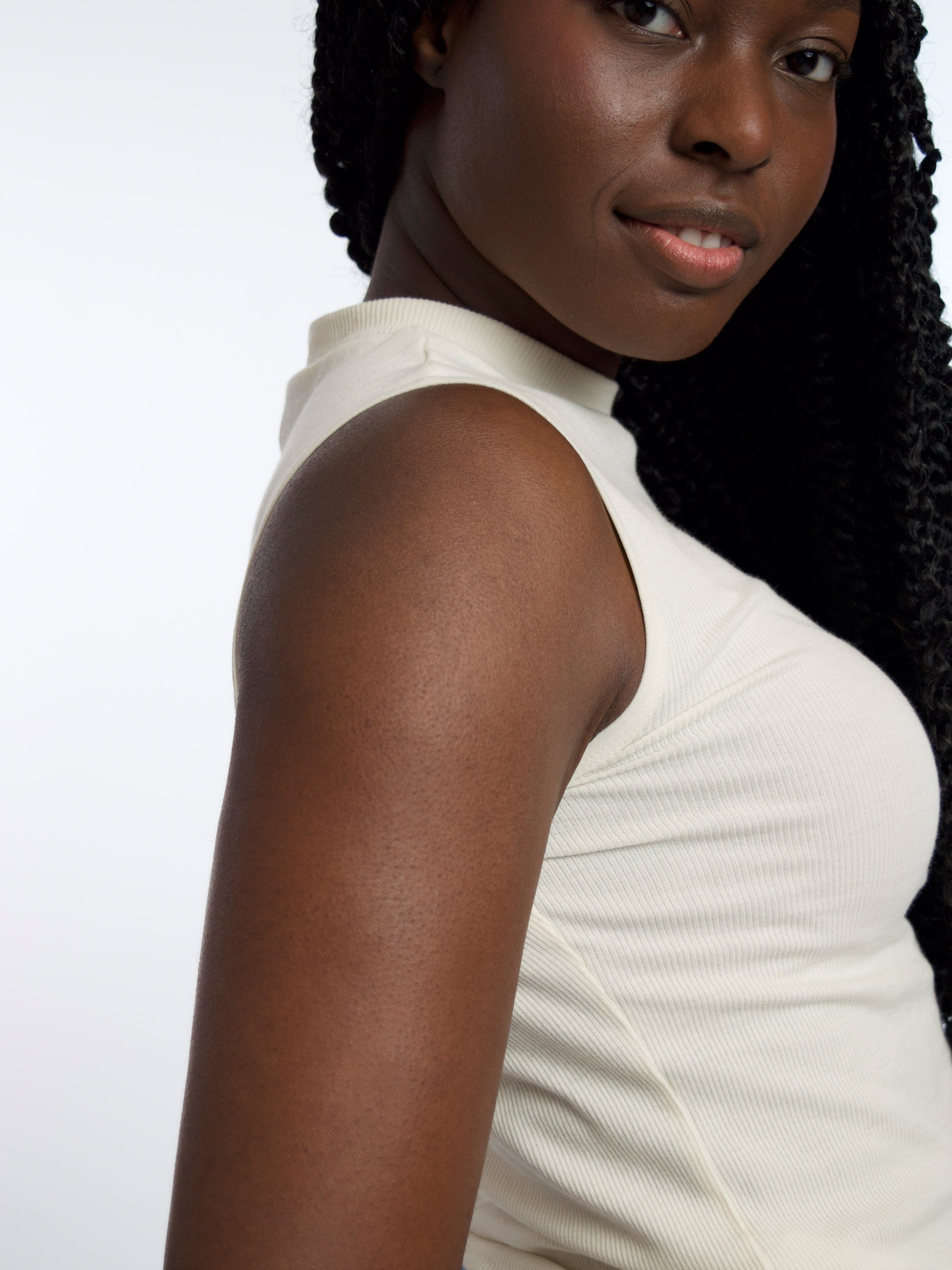 HONEST BASICS Ripptanktop Mock-Top aus Stretch-Rippstoff, mit OCS zertifizierter Bio-Baumwolle