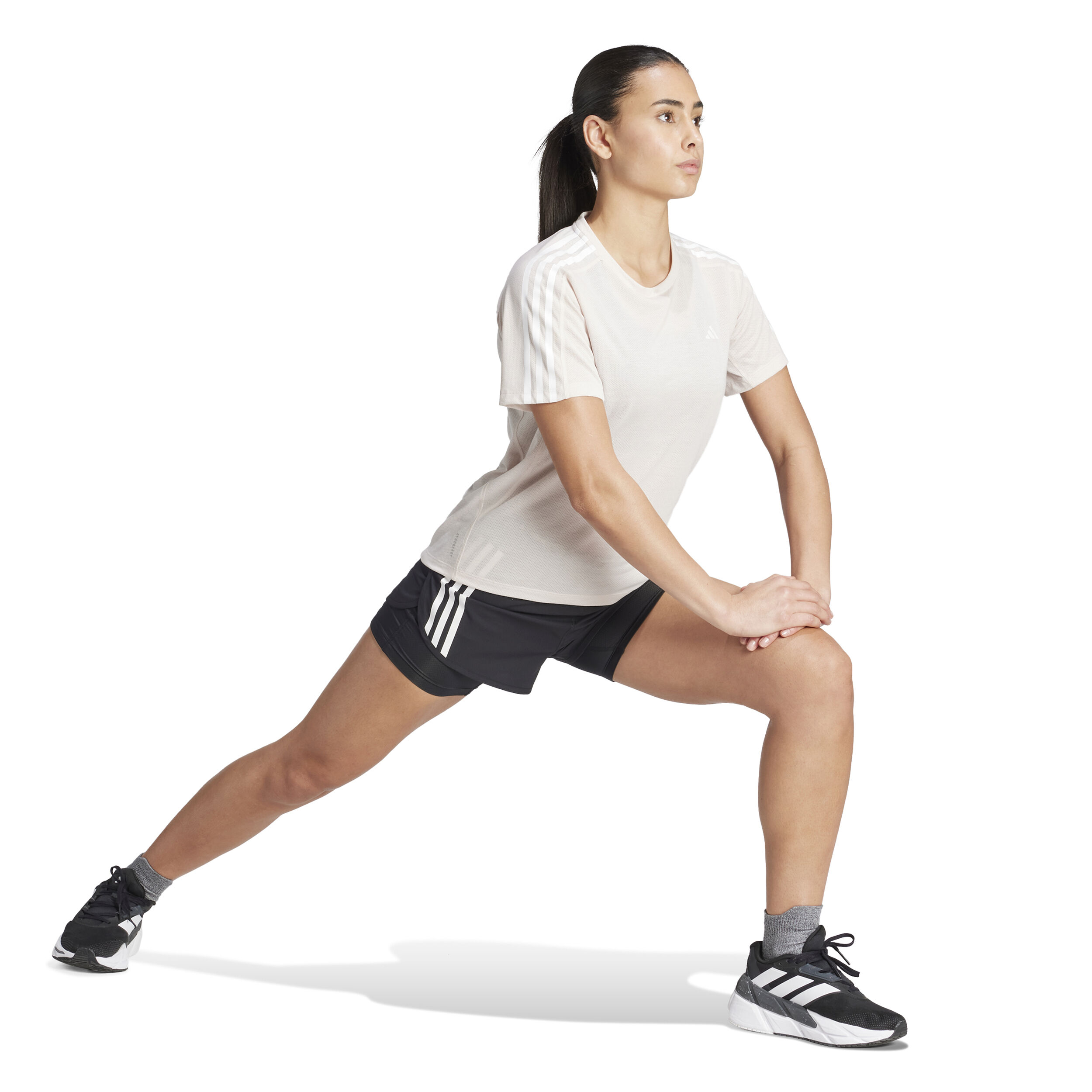Own The Run E 3S Tee Laufshirt Damen - Creme