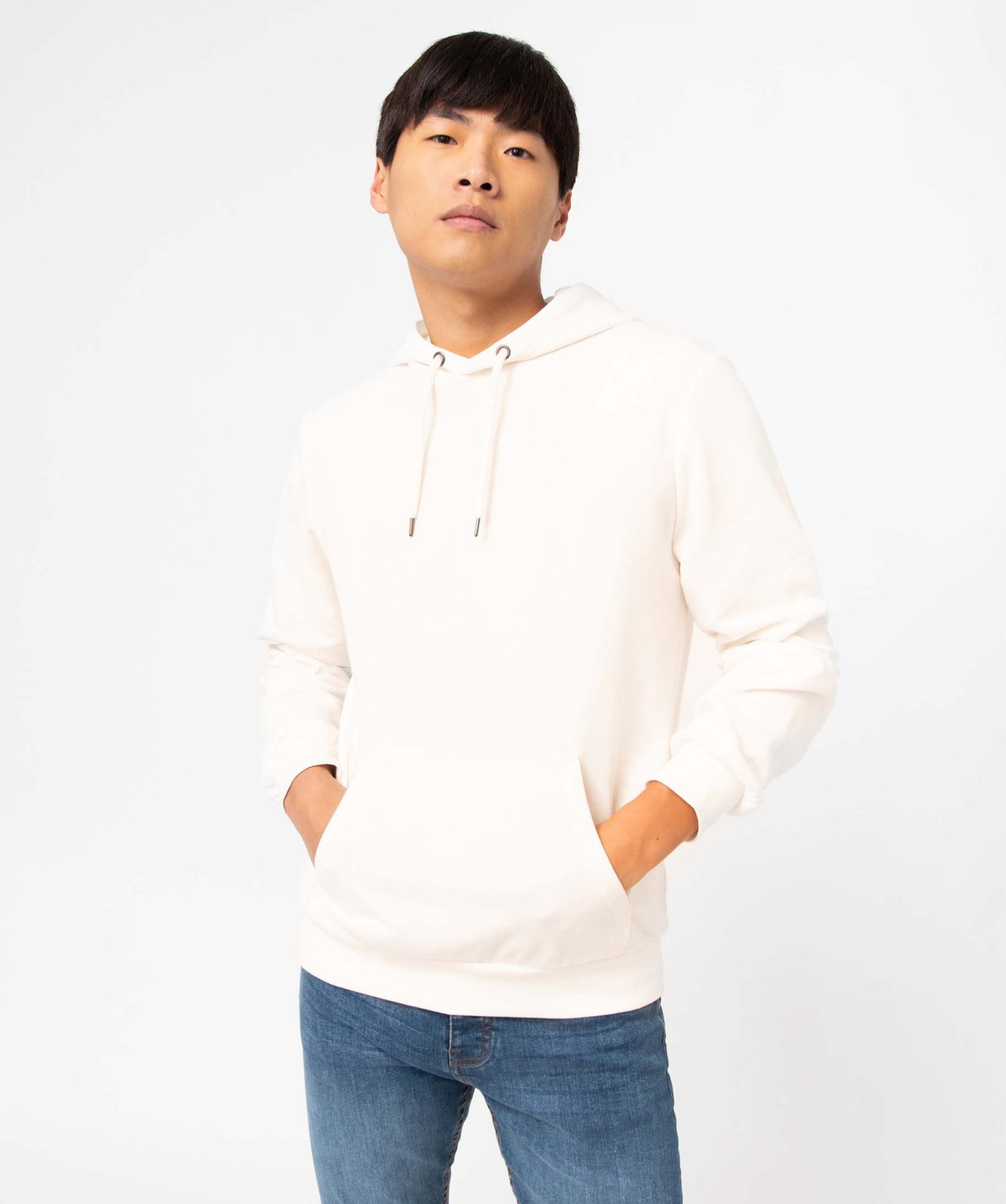 Sweat homme à capuche non molletonné blanc | GEMO