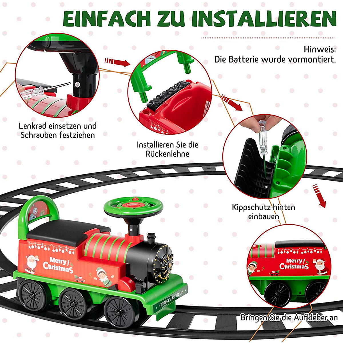 6V Elektroauto Zug mit Schienen mit Musik & Lichter