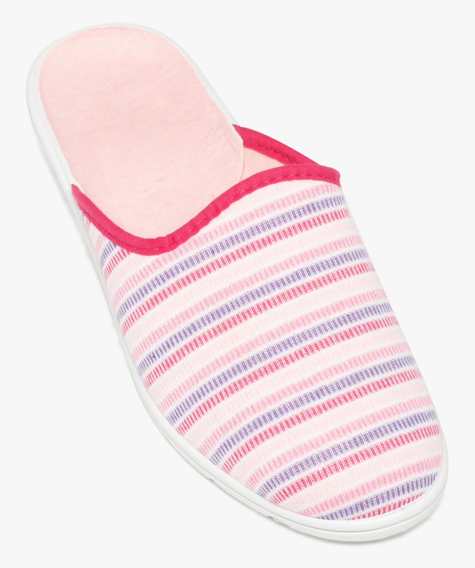 Chaussons femme mules en jersey rayé divers | GEMO