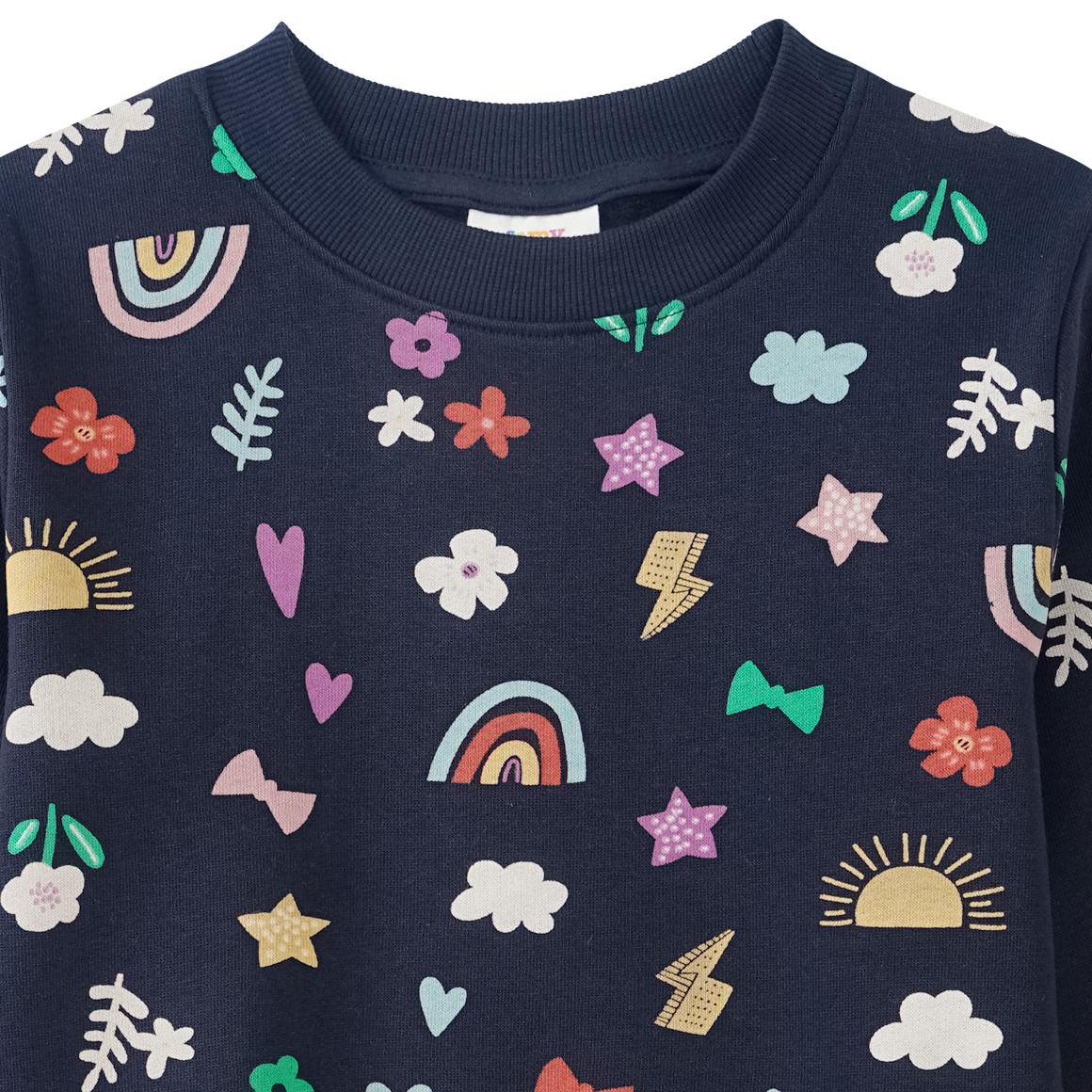 Mädchen Sweatshirt mit bunten Motiven allover