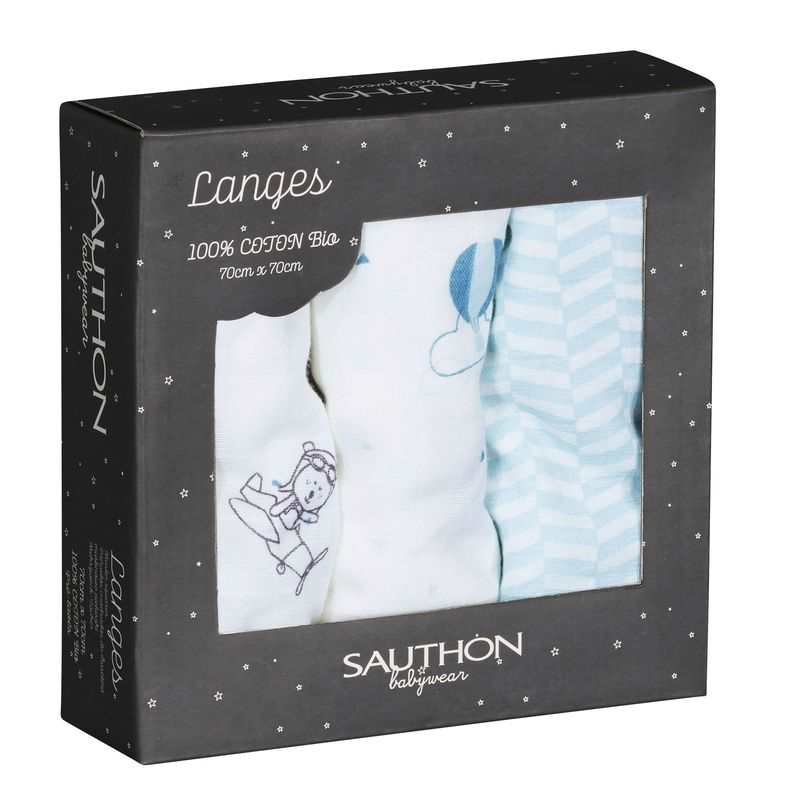 Lot de 3 langes coton bio Lazare