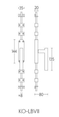 Formani 2003K070IMXX2 BASICS KO-LB7-19 korba zasuwnicy z czterema prowadnicami, dwiema końcówkami i dwoma prętami PVD matowe złoto lewoskrętna