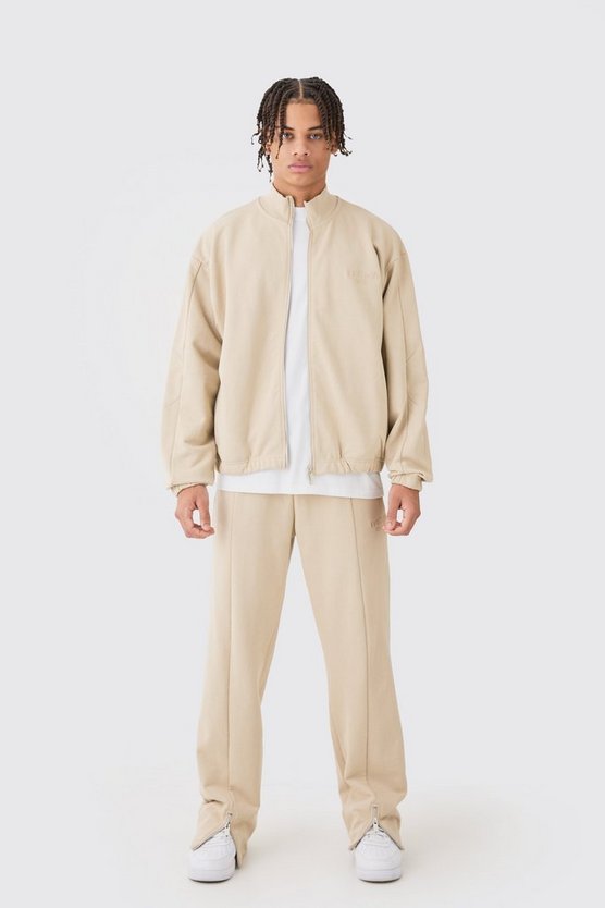 Kastiger Oversize Sweatshirt-Trainingsanzug mit Trichterkragen