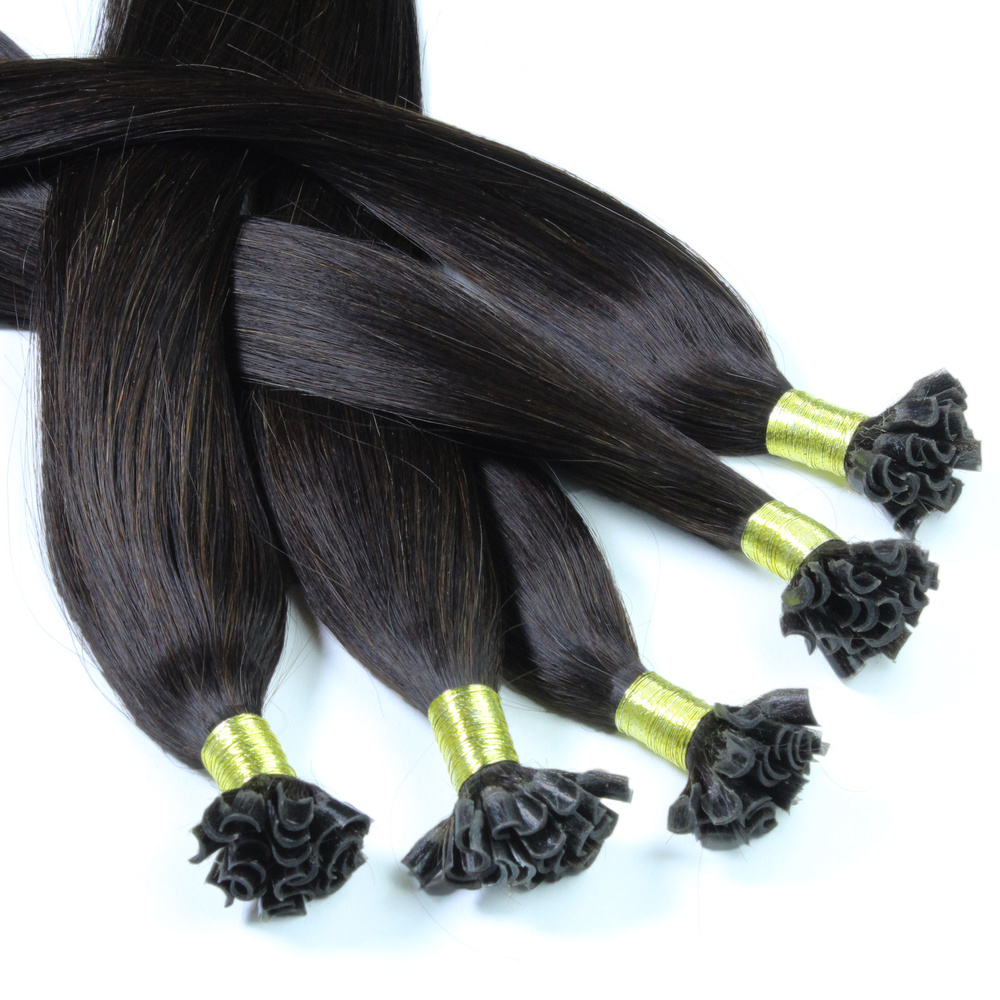 hair2heart Extensions à chaud bonding cheveux naturels #1b Noir naturel 0.5g extensions