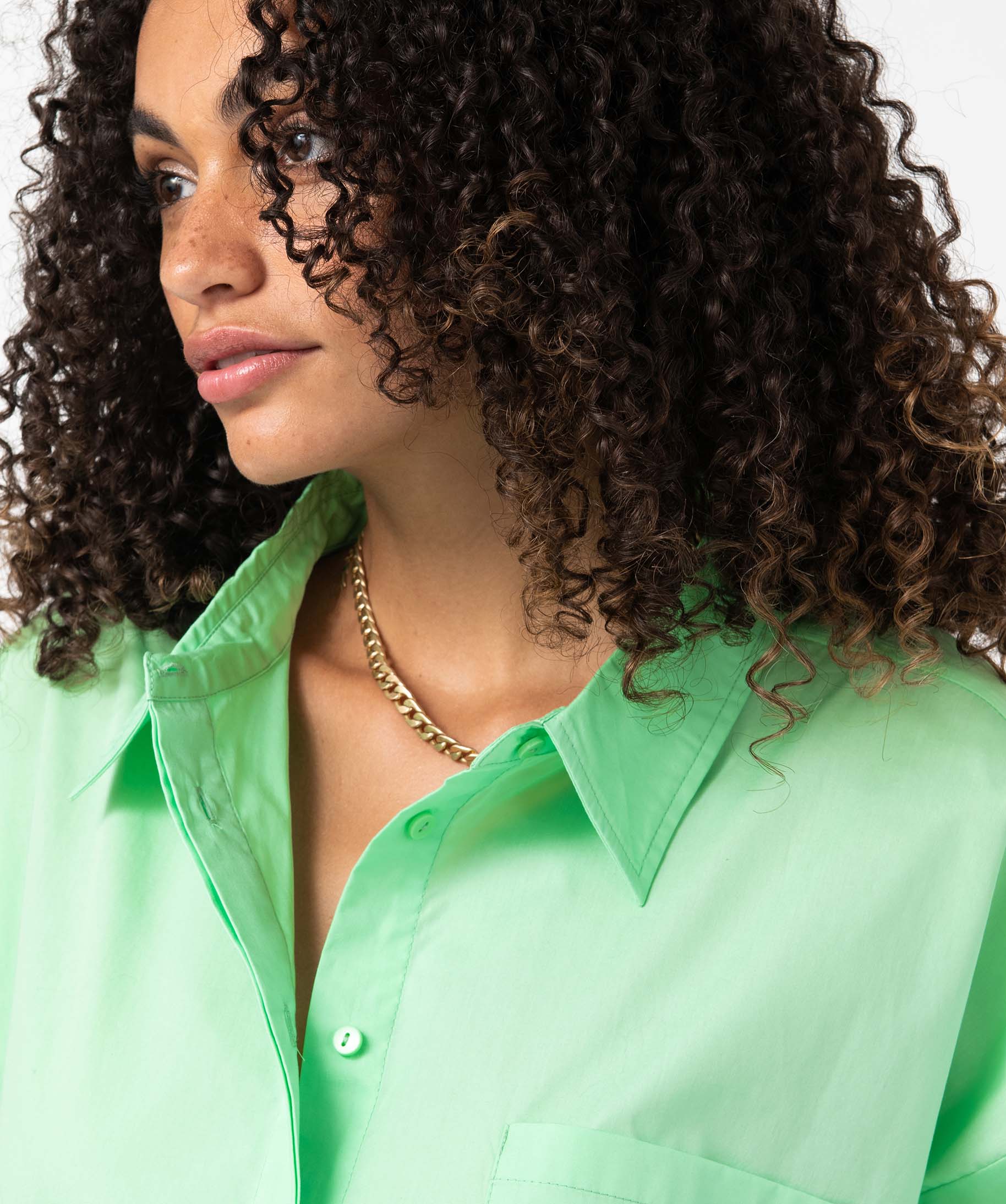 Chemise femme coupe oversize avec poche poitrine vert | GEMO
