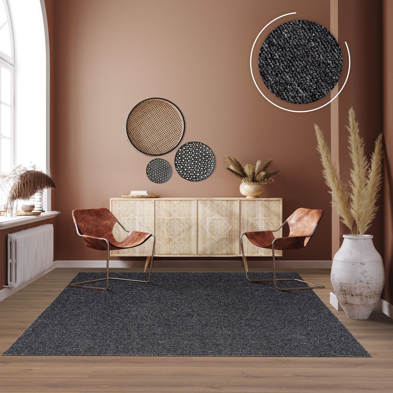 Teppich Waschbar Wohnzimmer Schlafzimmer Kurzflor Meliert, TT Home, eckig, Höhe: 8 mm