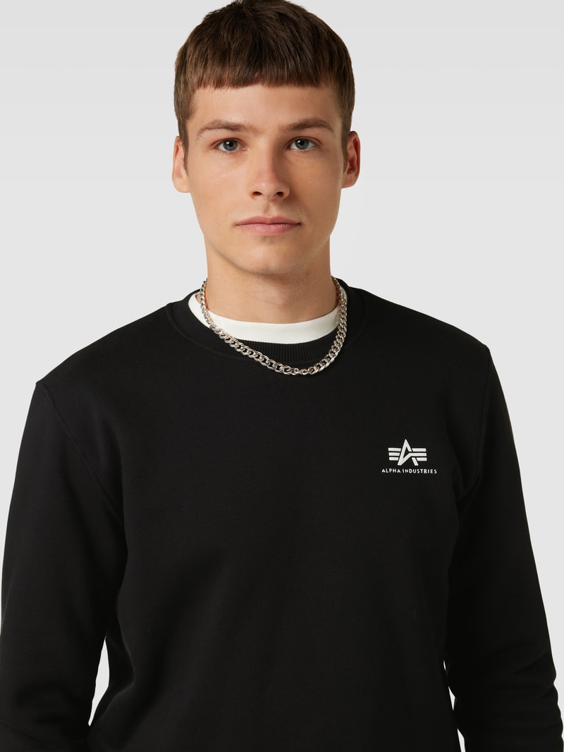 Sweatshirt mit Label-Print Modell 'BASIC' in schwarz