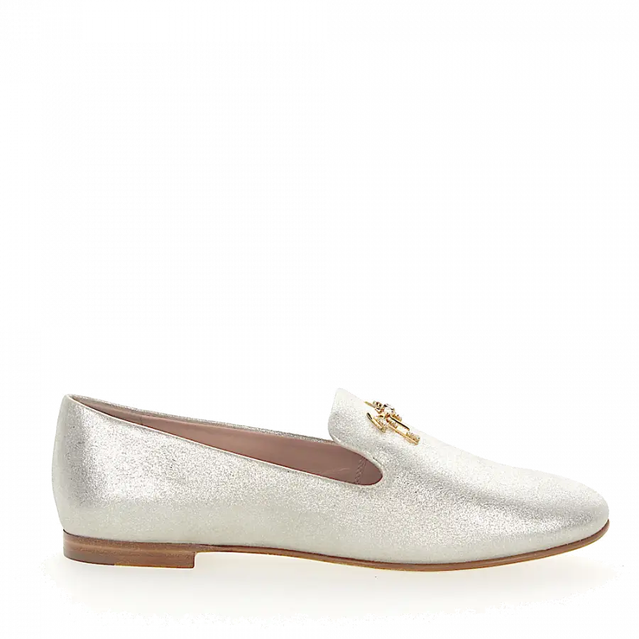 Giuseppe Zanotti - Loafer DALIA Kalbsleder Veloursleder Finished Logo Schmuckstein beige silber - beige