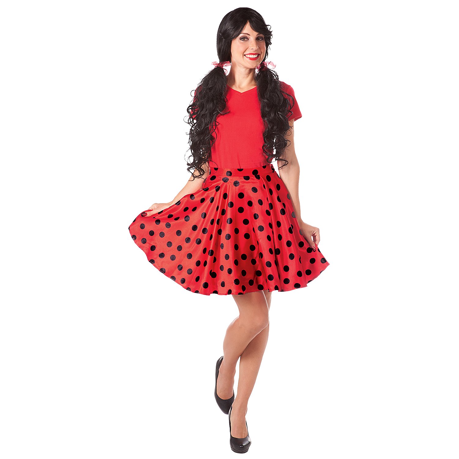 Satin Tupfen, rot/schwarz