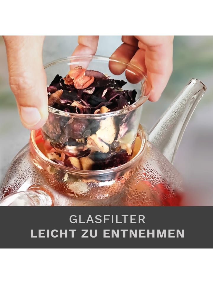Creano Teekanne 1,2l bauchig   Edelstahl-Stövchen „Leaf schwarz“ im Set günstig kaufen onesize