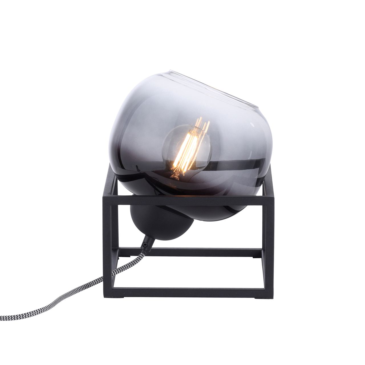 JUST LIGHT Tischleuchte ZEA, 1x E27/25,00 Watt max., Schnurschalter, Schwarz