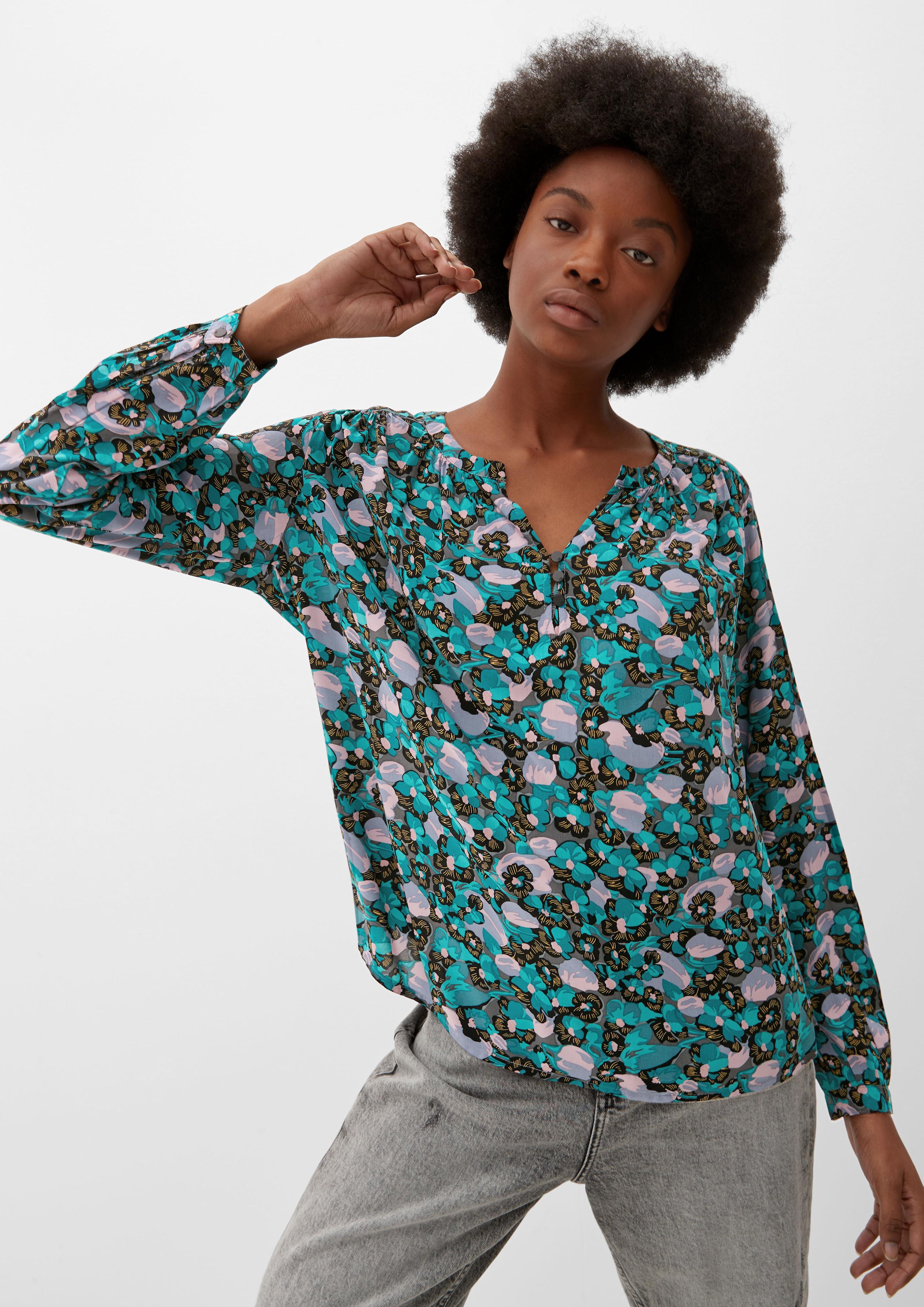 Viskosebluse mit Alloverprint  2117729-52A2