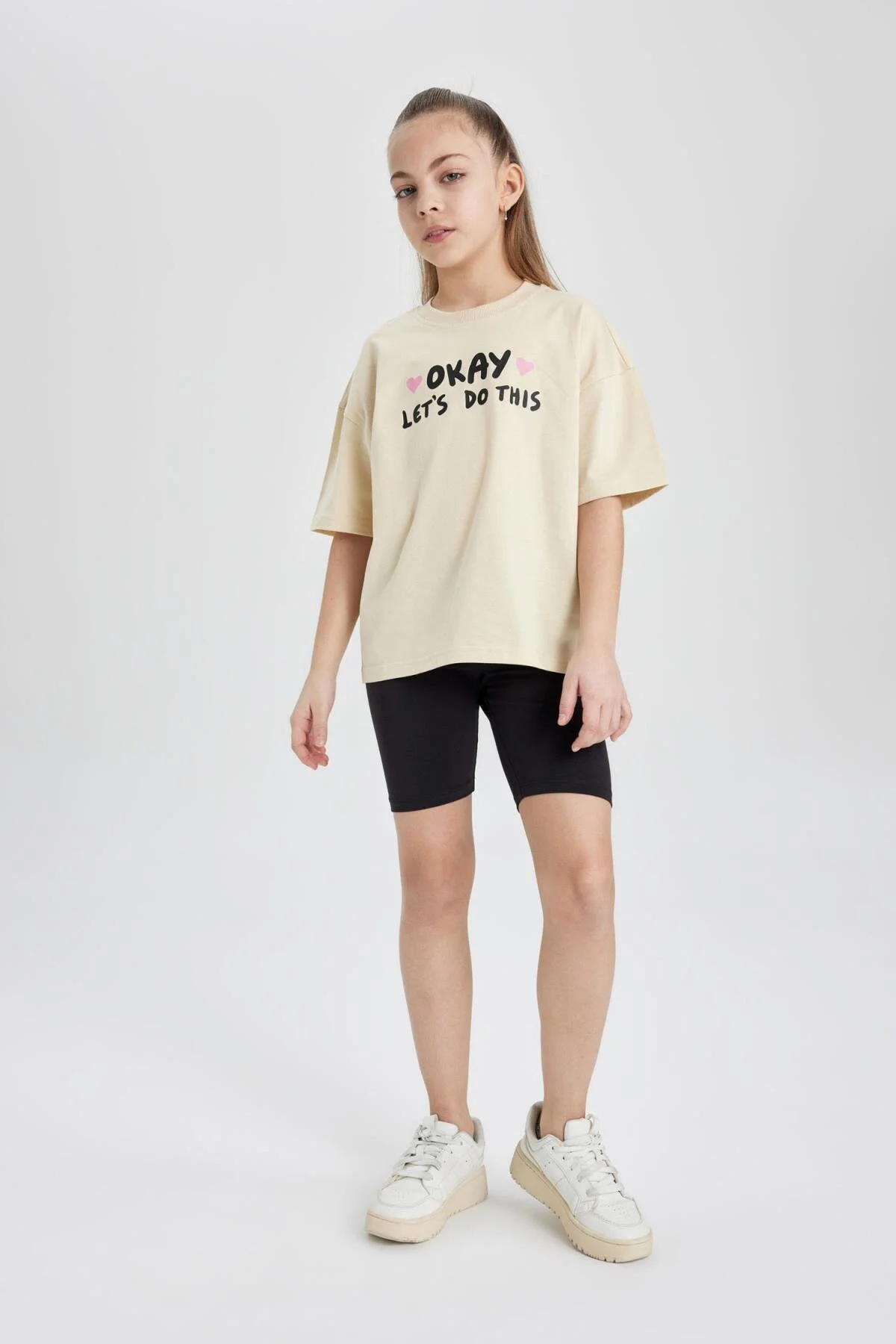 DeFacto  Bedrucktes Kurzarm-T-Shirt für Mädchen in Oversize-Passform B5129a824sm