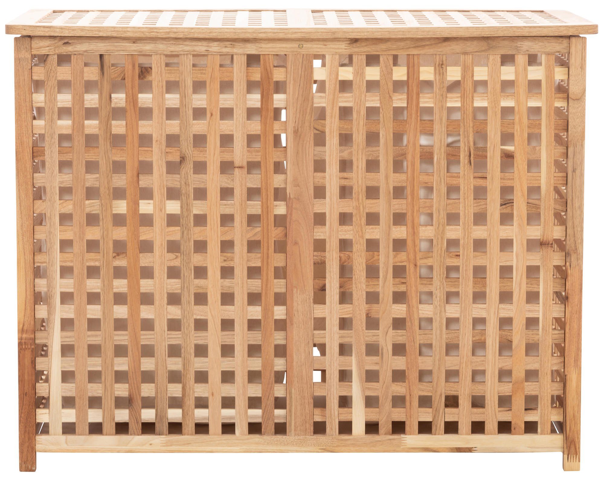 CLP Wäschebox Patea Holz, Wäschetruhe mit zwei Fächern und Deckel