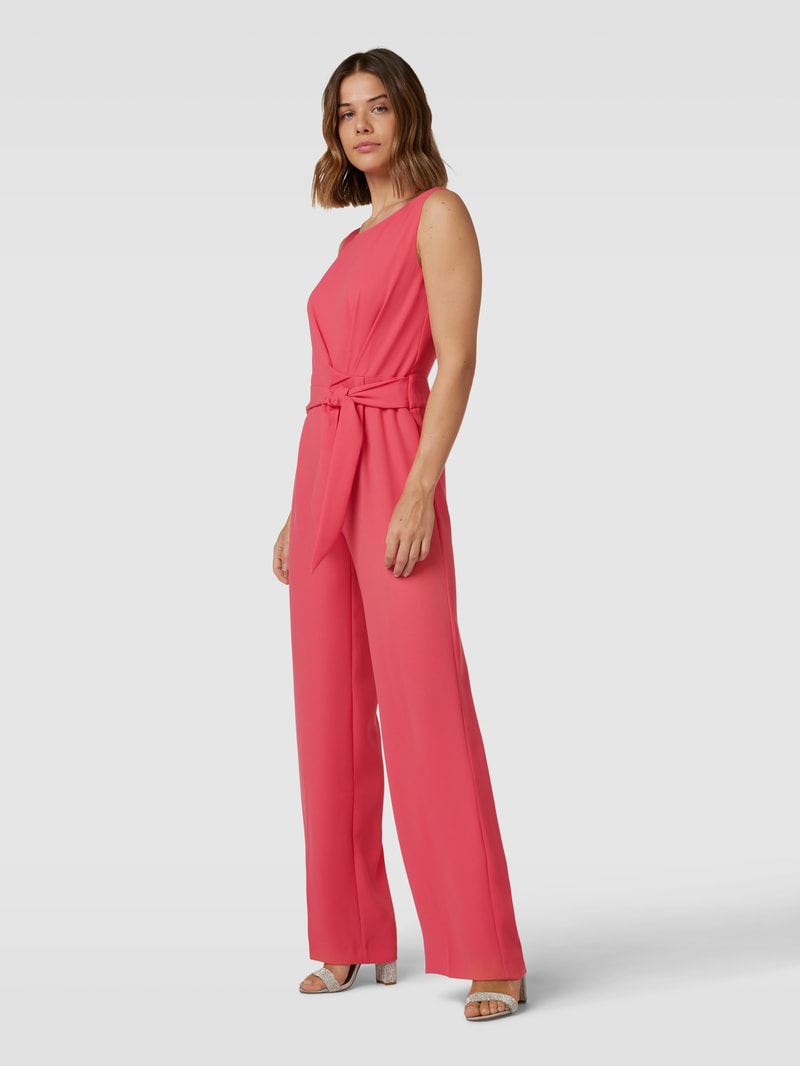 Jumpsuit mit Bindegürtel in hellrot