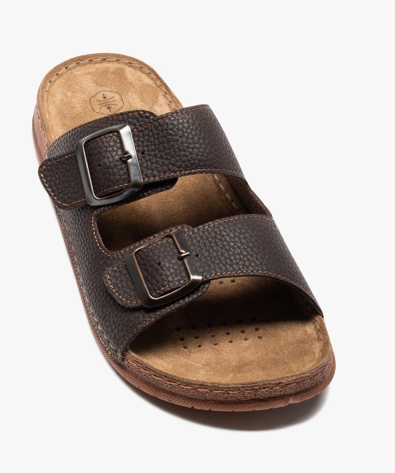 Sandales homme confort avec brides à boucles marron | GEMO