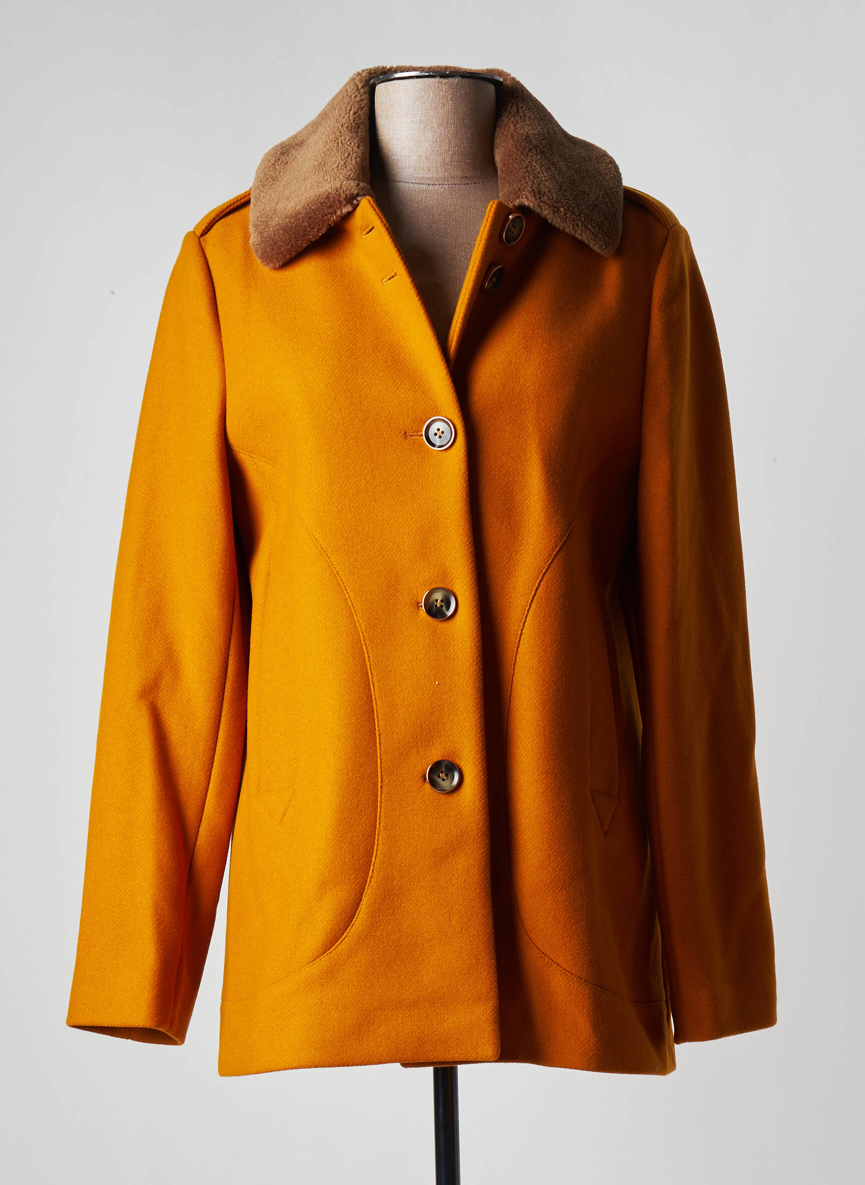 Trench   Coat Manteaux Courts Femme couleur jaune