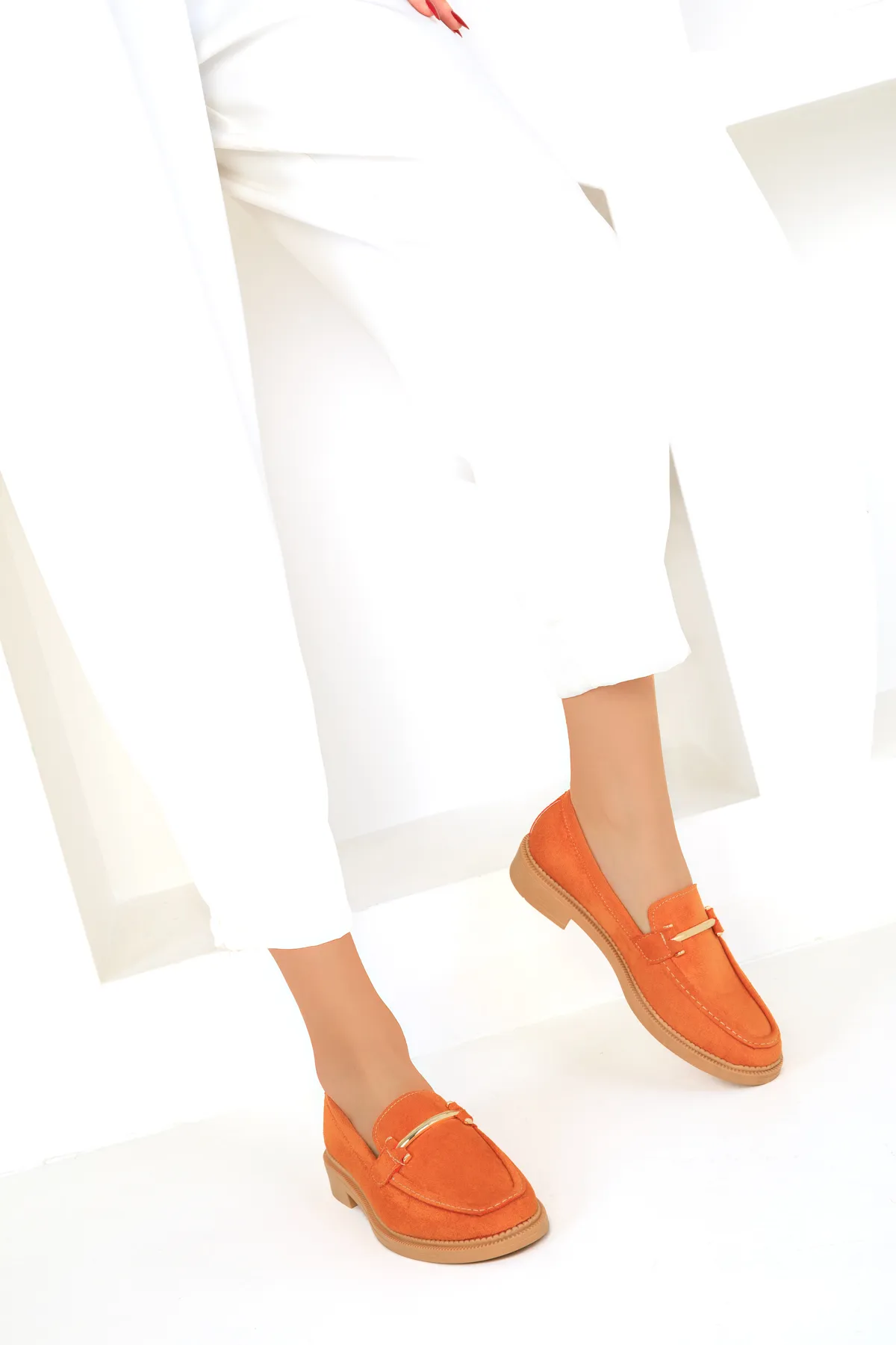 SOHO  Orange Wildleder Damen Freizeitschuhe 18339