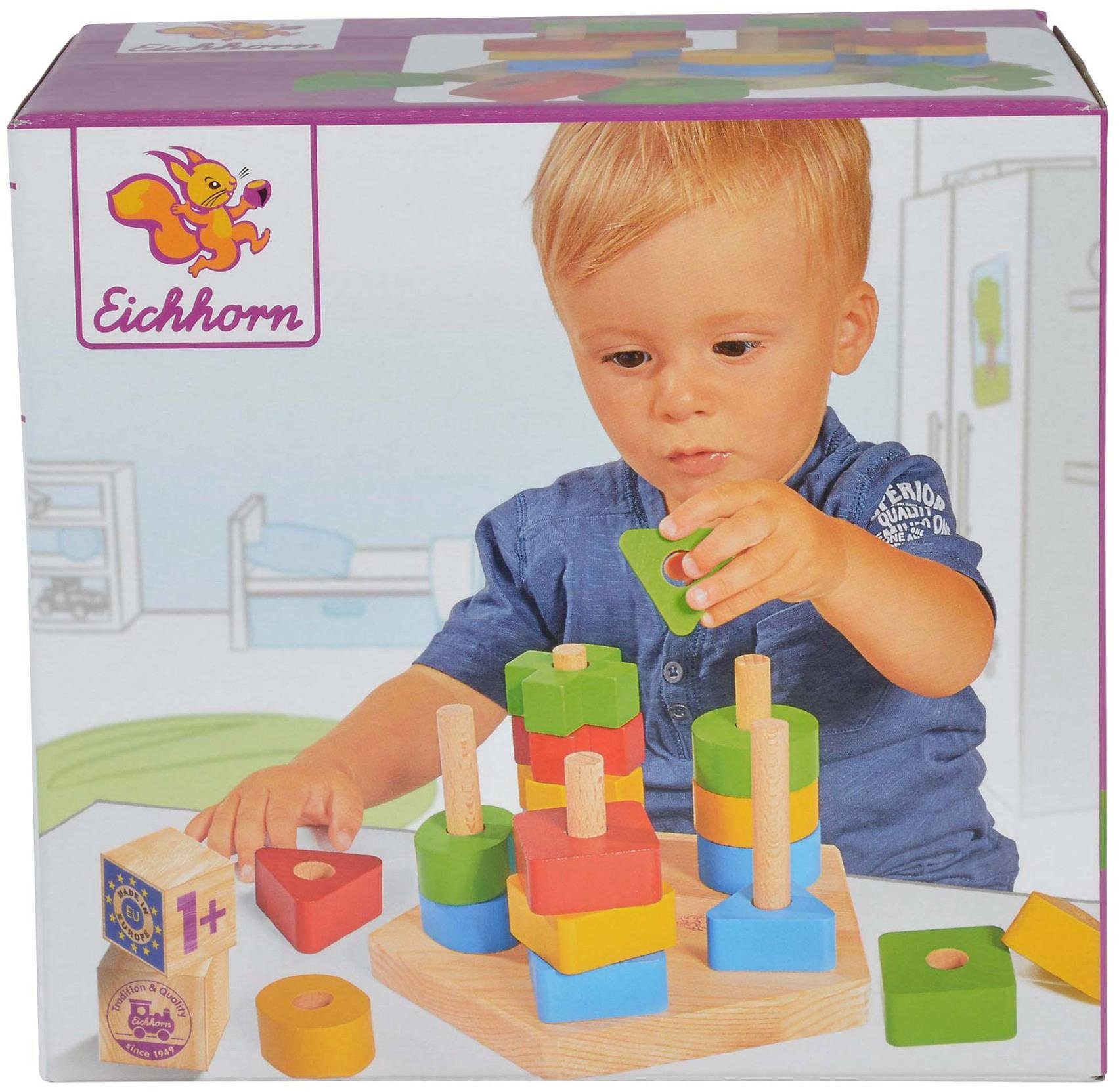 Eichhorn Steckspielzeug Holzspielzeug, Steckspiel, (Set, 21-tlg), aus Holz; Made in Europe