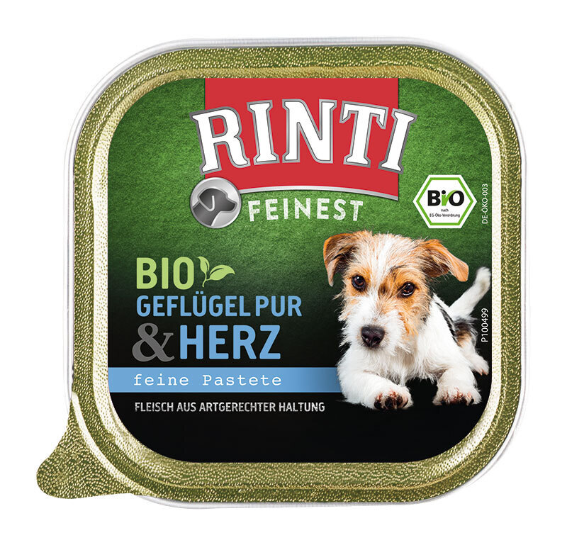 RINTI Hundenassfutter RINTI Feinest Bio Geflügel pur & Herz 44x150 g