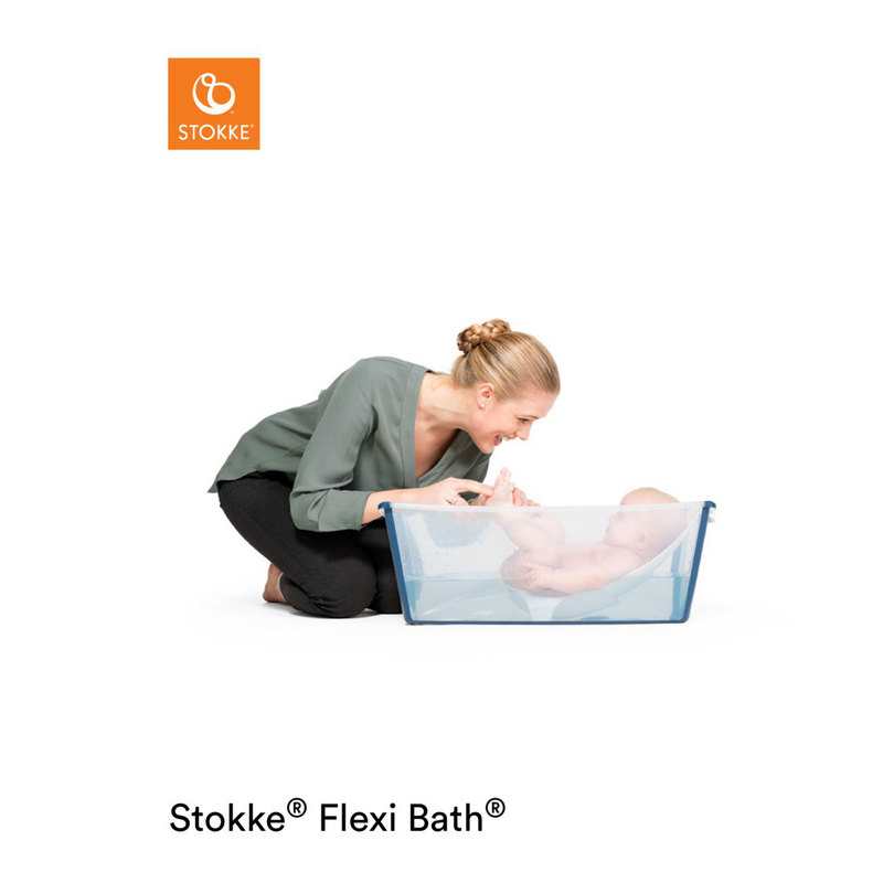 Bundle baignoire Flexibath transparente bleue et transat de bain Stokke