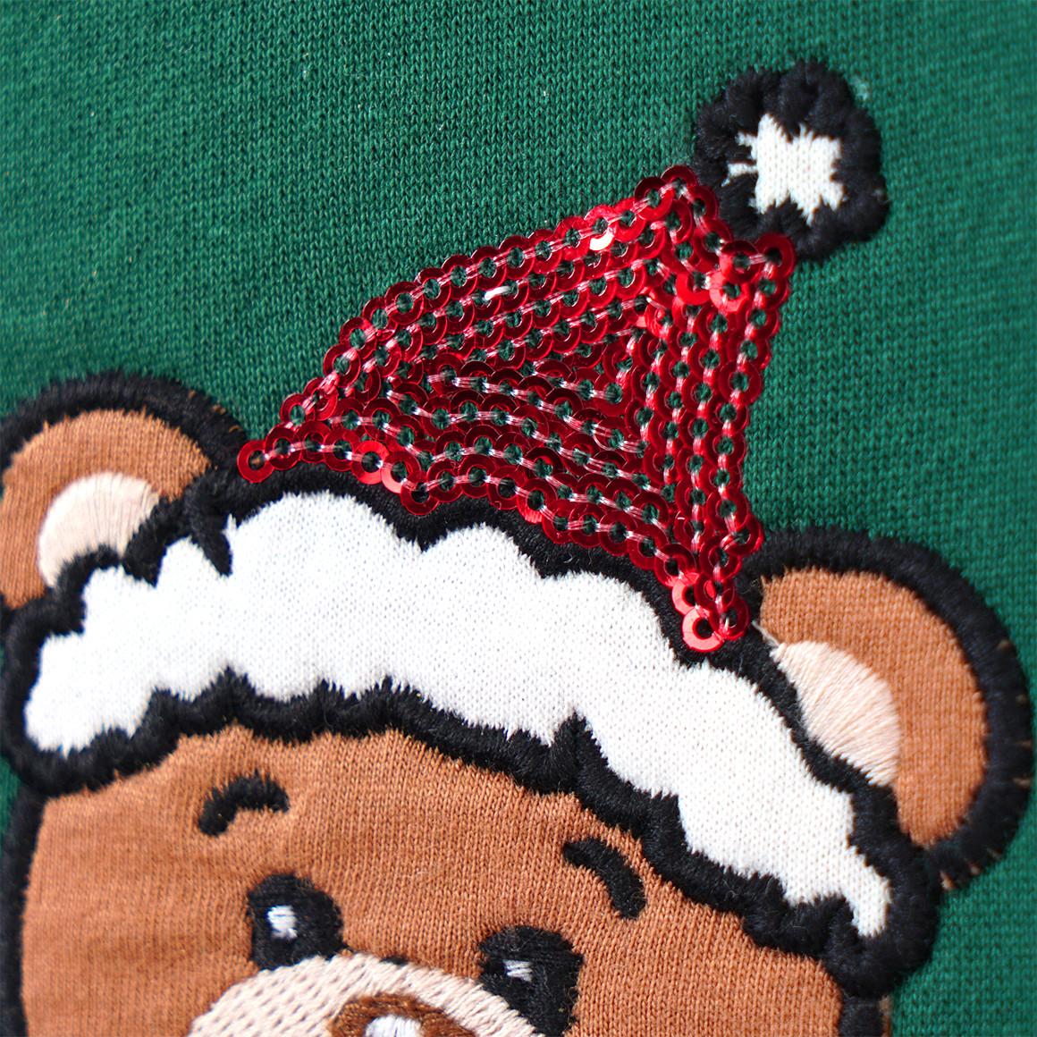 Baby Weihnachtssweatshirt mit Bär-Applikation dunkelgrün