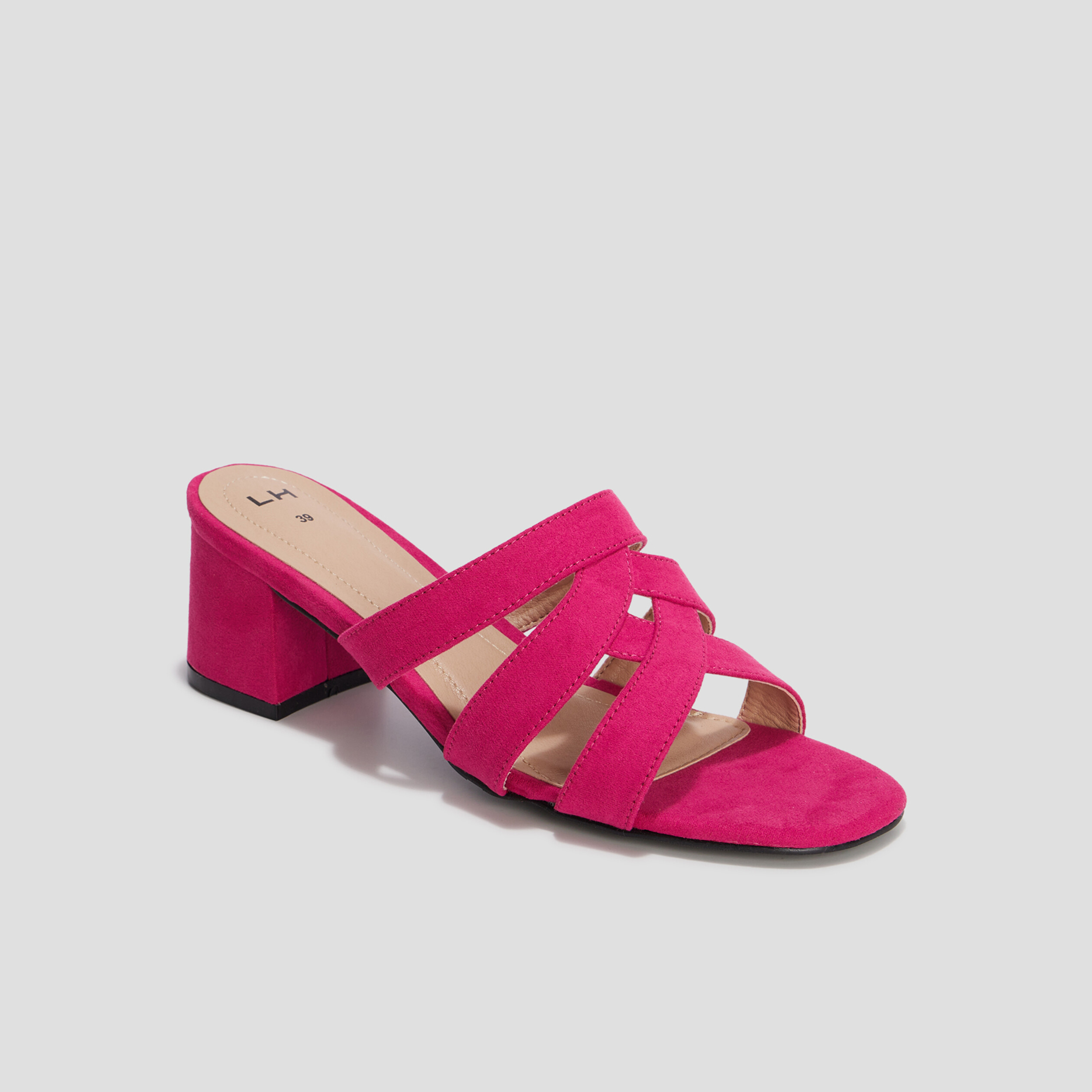 Mules à talons bout carré rose fushia femme | La Halle